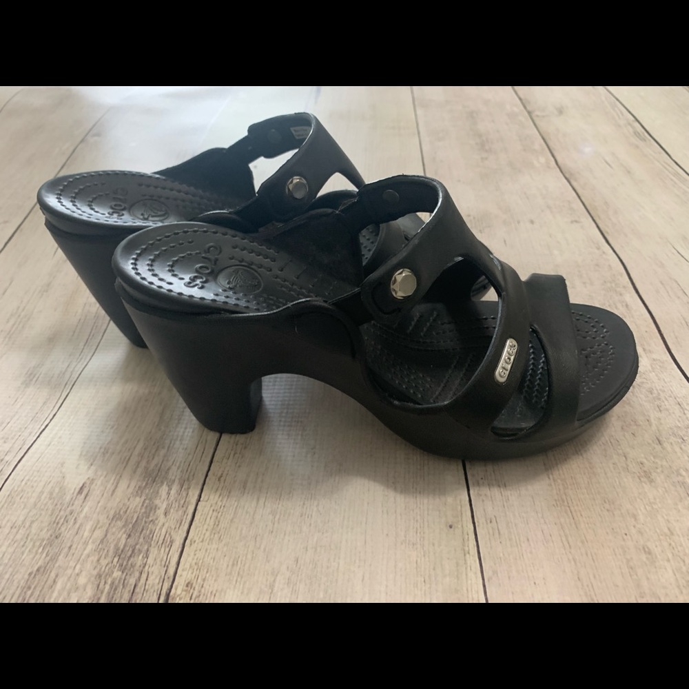 Crocs Heels Black Slip on